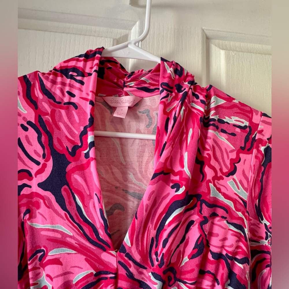 LILLY PULITZER “Alexandra” 3/4 Sleeve Pink Floral Dress - Picture 6 of 13